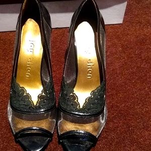 Joy Chen Black Patten and Lace